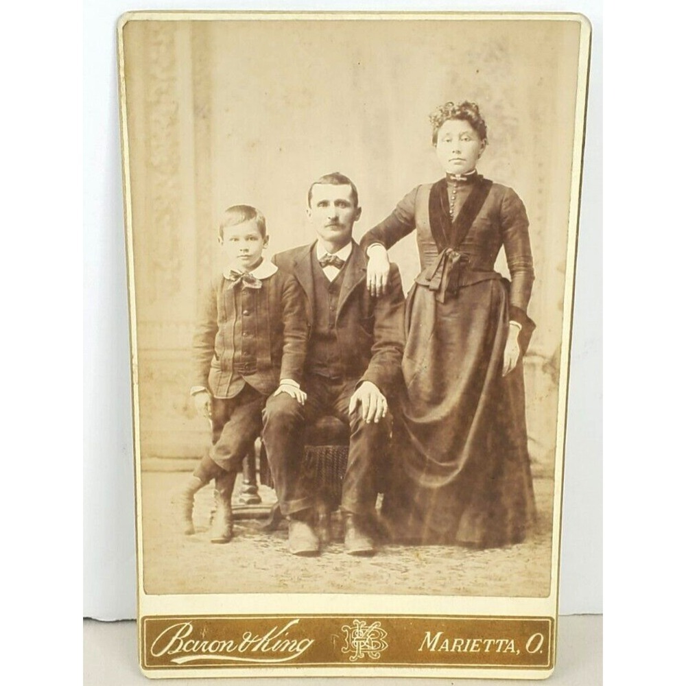 Antique 1800s‎ Family Picture Man Woman Boy Photo Baron King Photographer